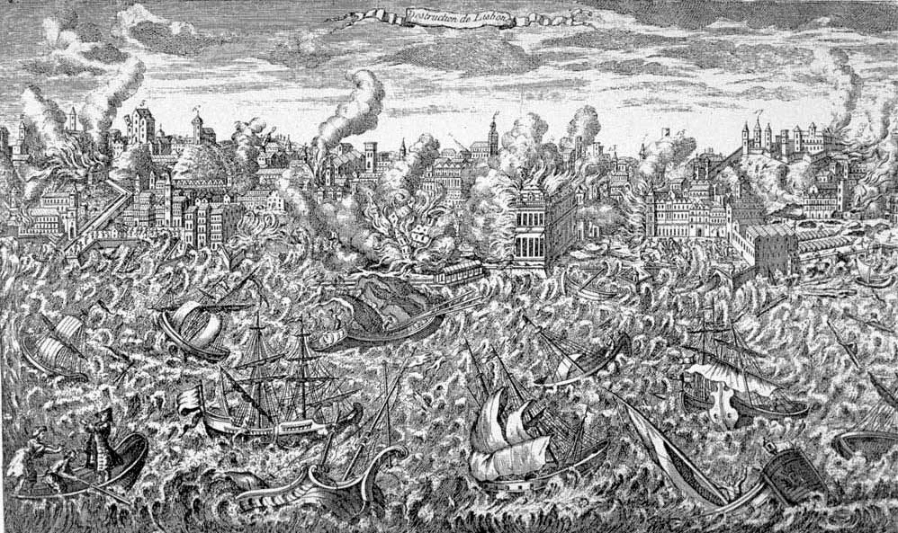 Engraving of the 1755 Lisbon earthquake aftermath