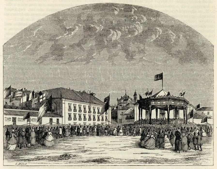 Setúbal around 1860 — view of the city after reconstruction